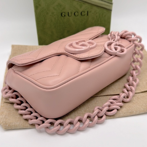 Authentic Gucci Gg Pink Marmont Resin Belt Bag - Picture 5 of 16